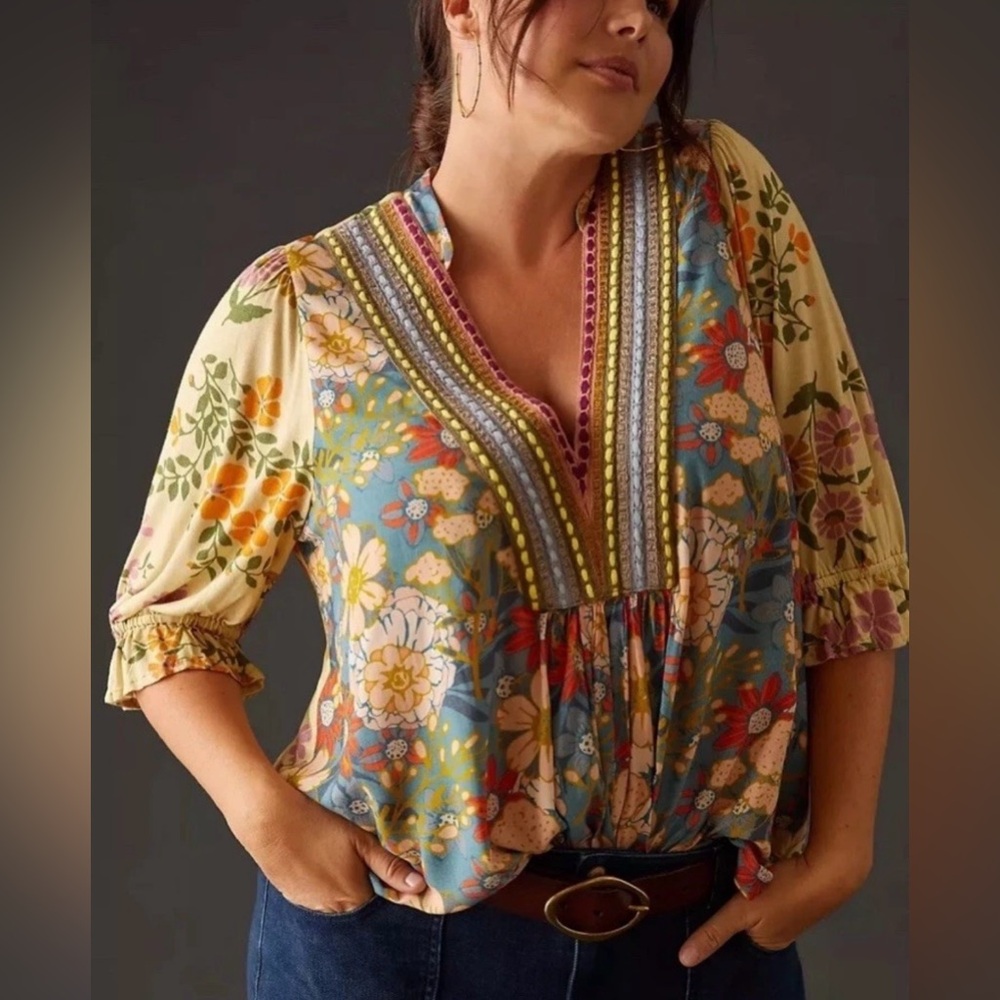 Anthropologie Bl-nk Stephanie Floral Top